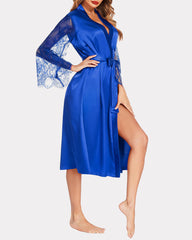 Floral Lace Kimono Robe Long Sleeves Nightwear