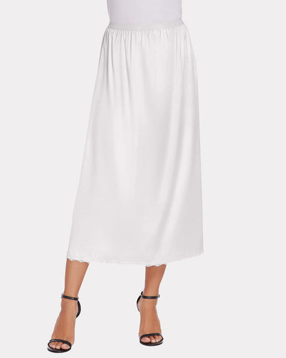 Satin Half Slip Dantela Fusta lungă
