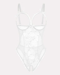 Crotchless One Piece Lace Mini Bodysuit