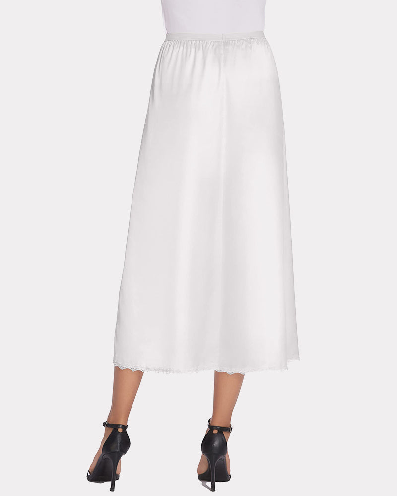 Satin Half Slip Dantela Fusta lungă