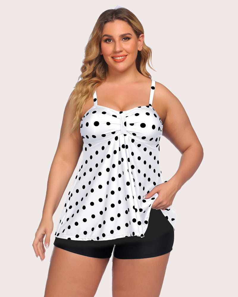 Zestaw tankini w paski retro marynarskie w kropki