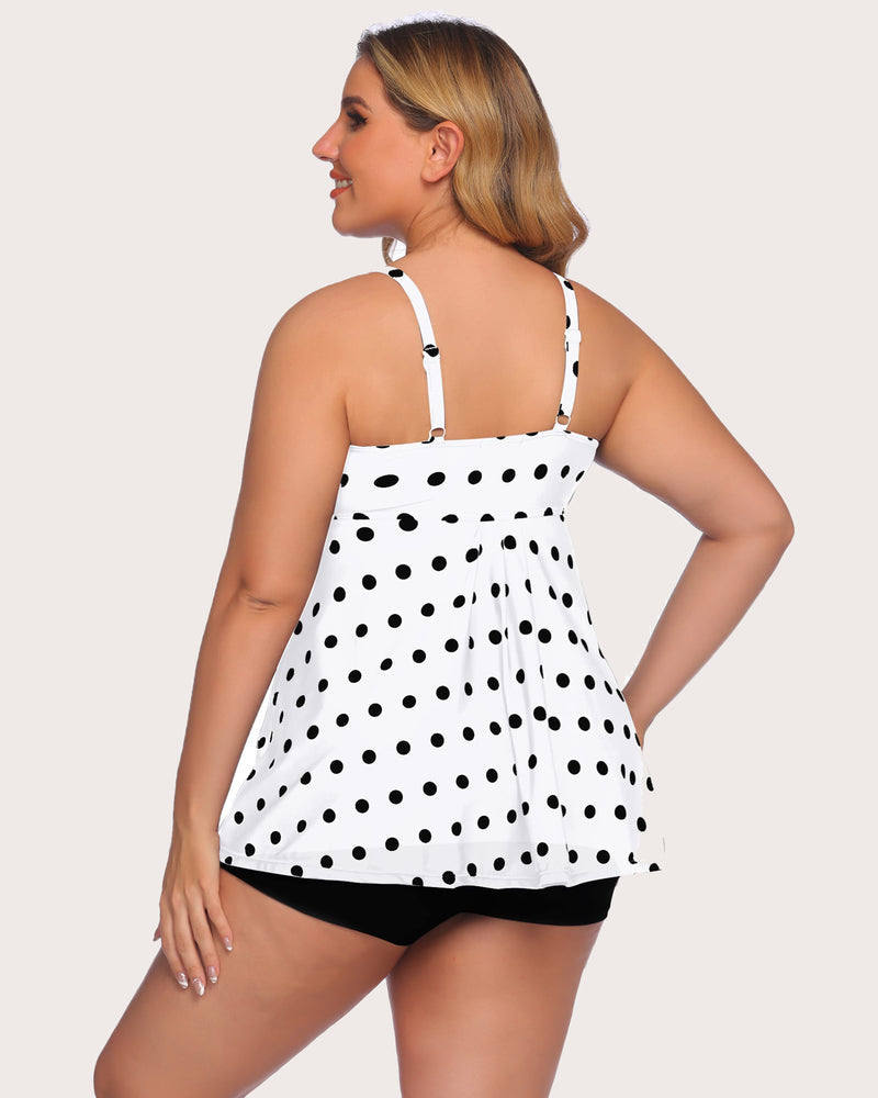 Zestaw tankini w paski retro marynarskie w kropki