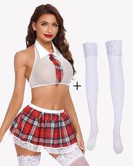 School Girl Costume Skirt Lingerie Set