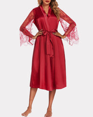 Floral Lace Kimono Robe Long Sleeves Nightwear