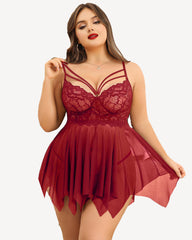 Cămăși de noapte Babydoll Mireasă din Dantela Plus Size