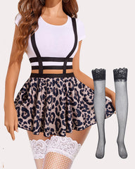 A-Line Suspender Pleated Short Braces Skirt