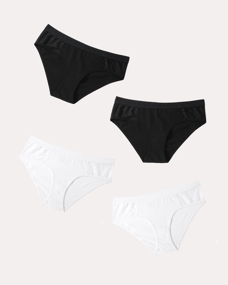 4 Pcs-Cotton Hipster Tanga Brief Bikini Panties