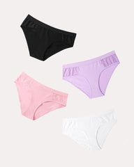 4 Pcs-Cotton Hipster Tanga Brief Bikini Panties